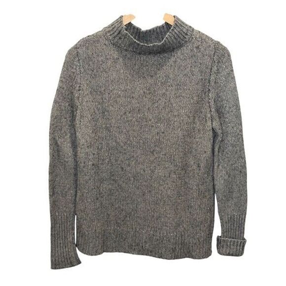Elie Tahari Womens Mock Neck Metallic Speckle Sweater Charcoal Gray Size Small - Picture 5 of 10